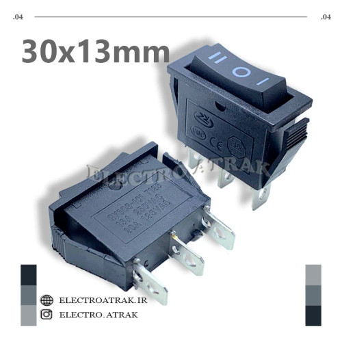 کلید راکر باریک 3 پایه 3 حالته 30*13 میلیمتر