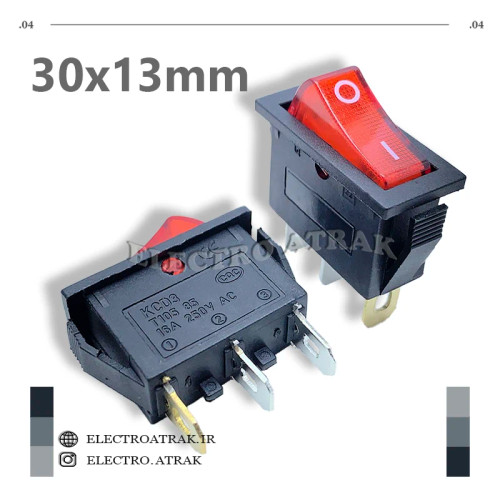 کلید راکر باریک چراغدار 30*13 میلیمتر